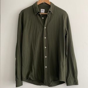 Zara olive green button down long sleeve